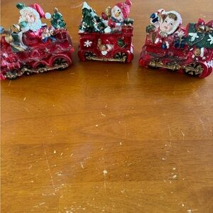 Festive Santa Train Figurines - Set of 3